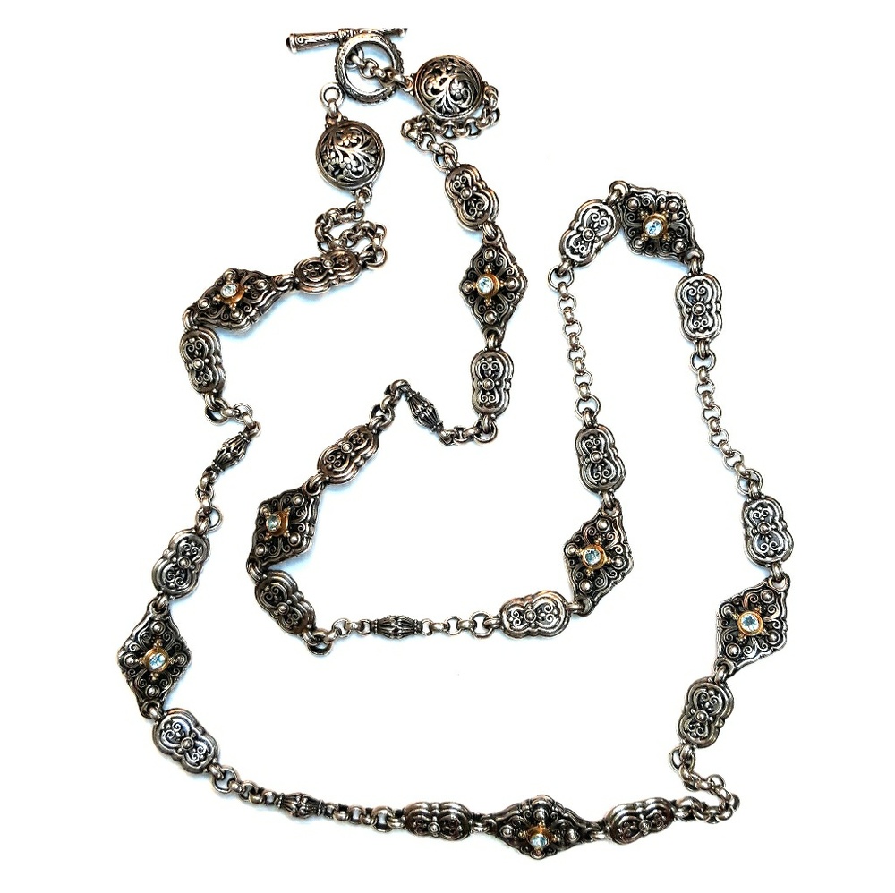 Konstantino Long SS 18K Necklace w Blue Topaz